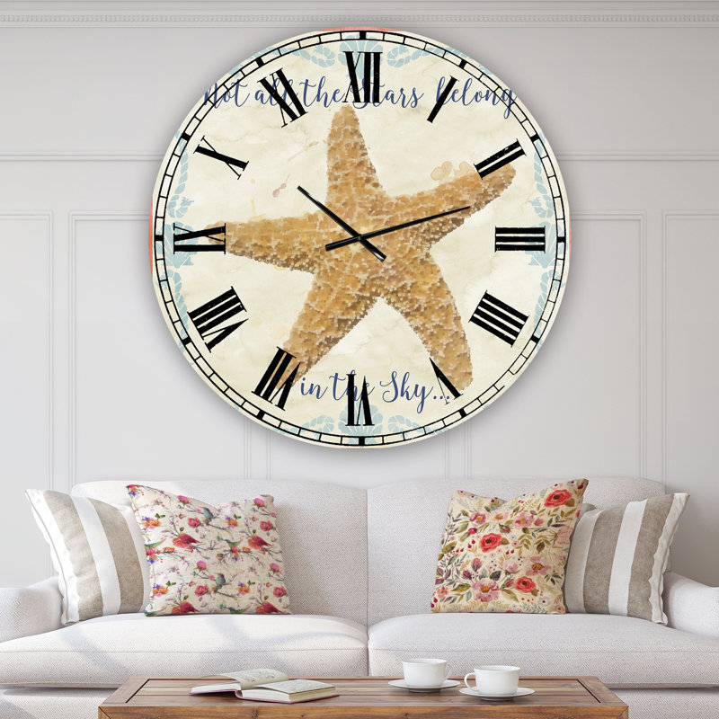 Sea Shells-C - Large Nautical & Coastal Wall Clock, Oversized