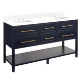 60" Robertson Double Bathroom Vanity Set with Rectangular Undermount Sinks
