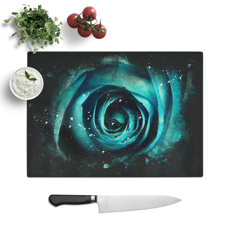 Tempered Glass a Rose Paint Splash Chopping Board, 28.5 cm x 39 cm