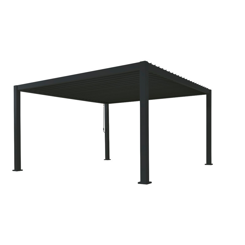 111S Aluminum Pergola with Steel Adjustable Louvered Roof, 10 ft W x 13 ft D, Charcoal