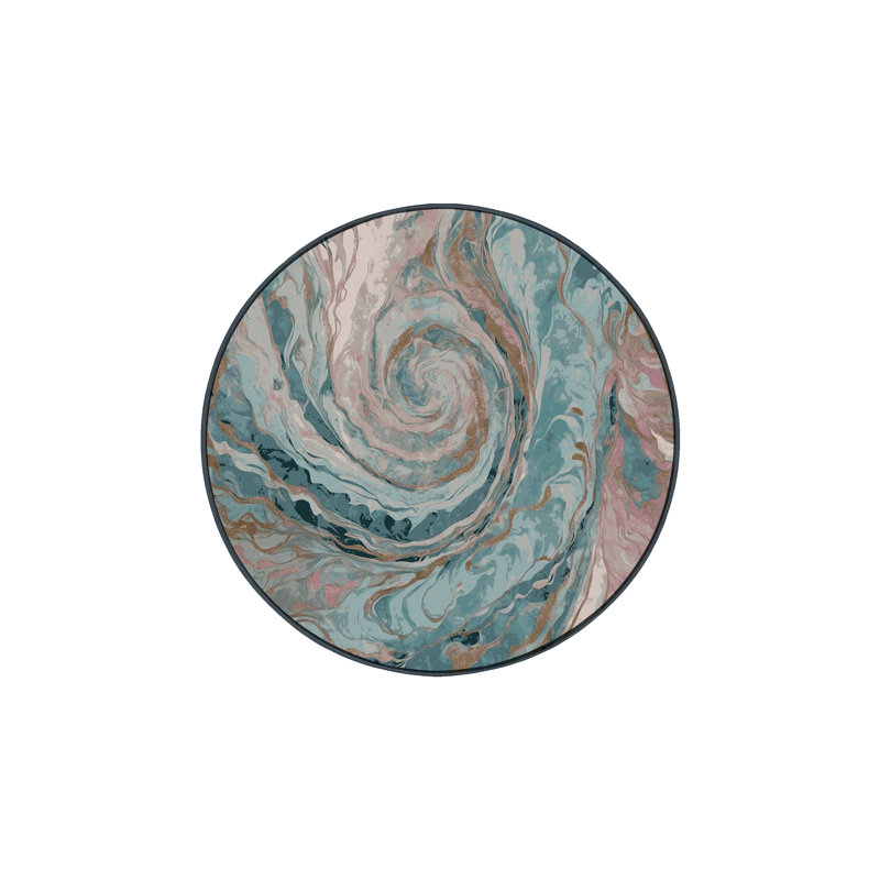 Tapis gris soyeux et moelleux, Rond 4 pi