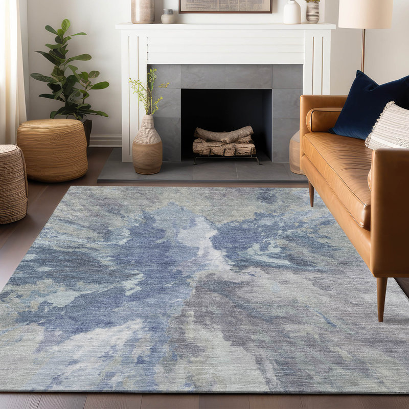 Tapis intérieur / extérieur Theodara Denim, 10 pi x 14 pi