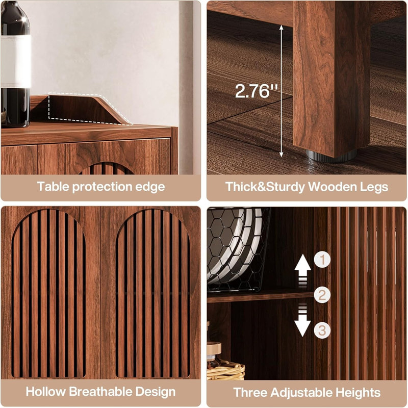 Armoire de rangement / cabine de cuisine avec comptoir spacieux et tablettes intérieures, Brun