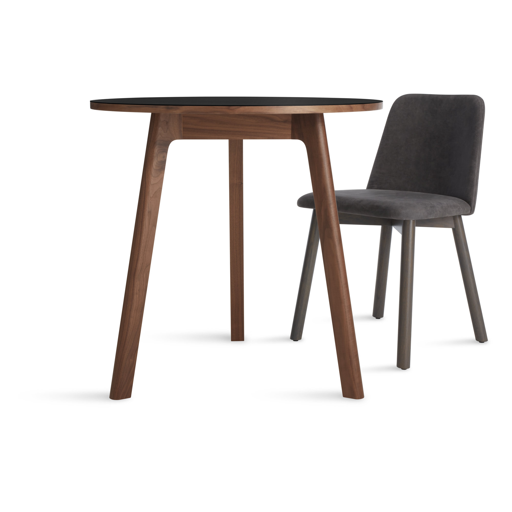 Apt Café Round Dining Table, Black, Walnut, 30" W x 30" L