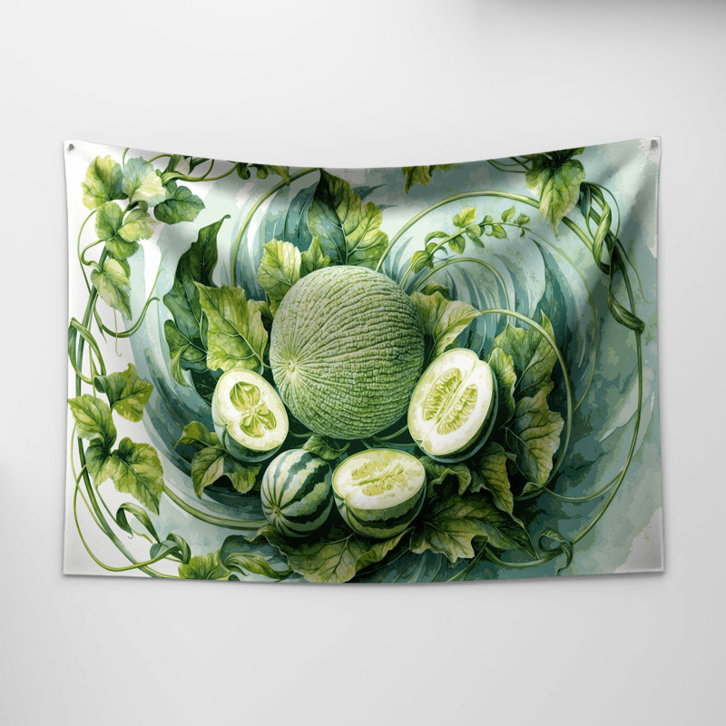 Tapisserie murale légumes melon d'hiver, 68 po x 80 po