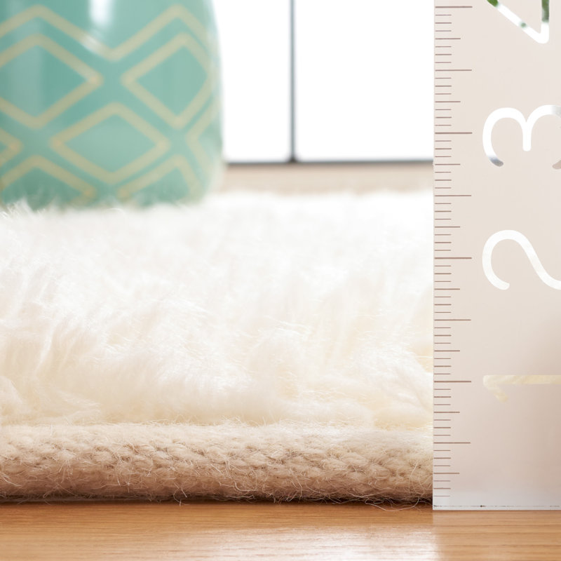 Abriel Abstract Handmade Wool Area Rug in Ivory, Rectangle 5' x 8'