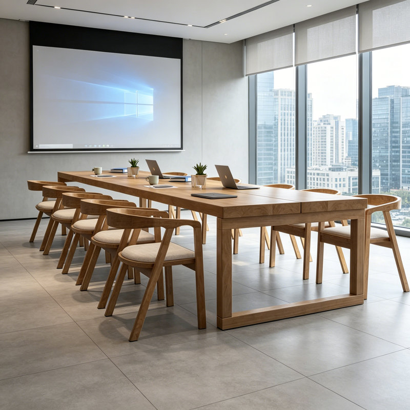 Table de conférence simple en bois de pin massif, 29.5" H x 118.11" L x 47.2" D