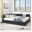 Lit Queen capitonné avec rangement intégré, canapé-lit avec dossier et accoudoirs confortables pour la chambre et le salon