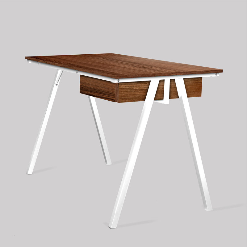 Conesus Computer Desk, Walnut, White