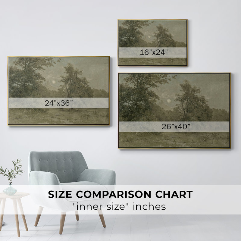 Paysage rétro - DCVII - Toile tendue avec châssis, Toile avec cadre flottant or, H 17 po x l 25 po x P 2 po