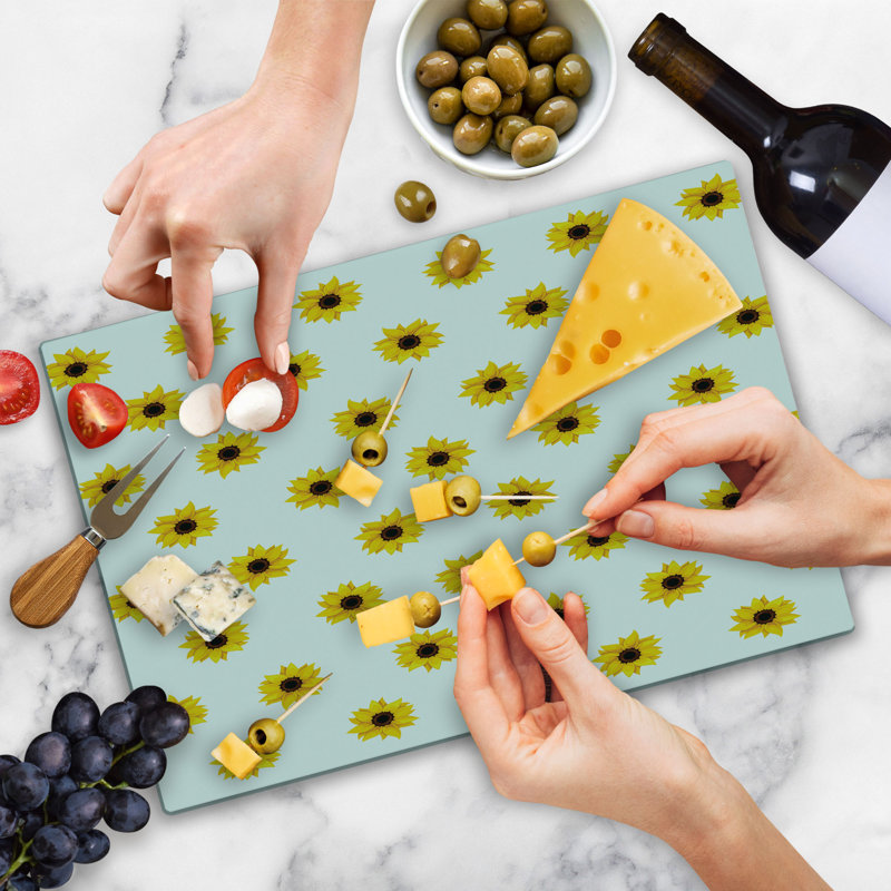Ambesonne Yellow Cutting Board Large Size Sunflower Pattern Nature Yellow