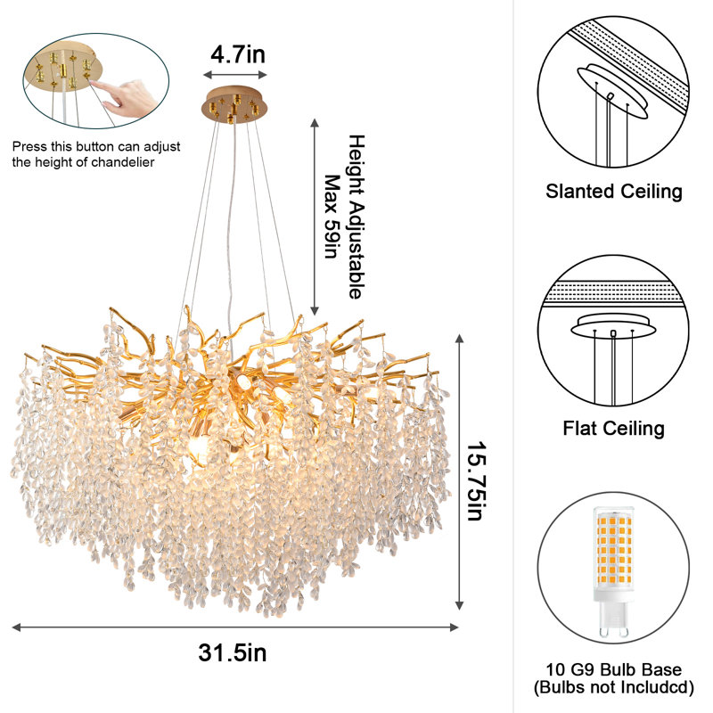 8 - Light Chandelier, 15.7'' H x 31.5'' W x 31.5'' D
