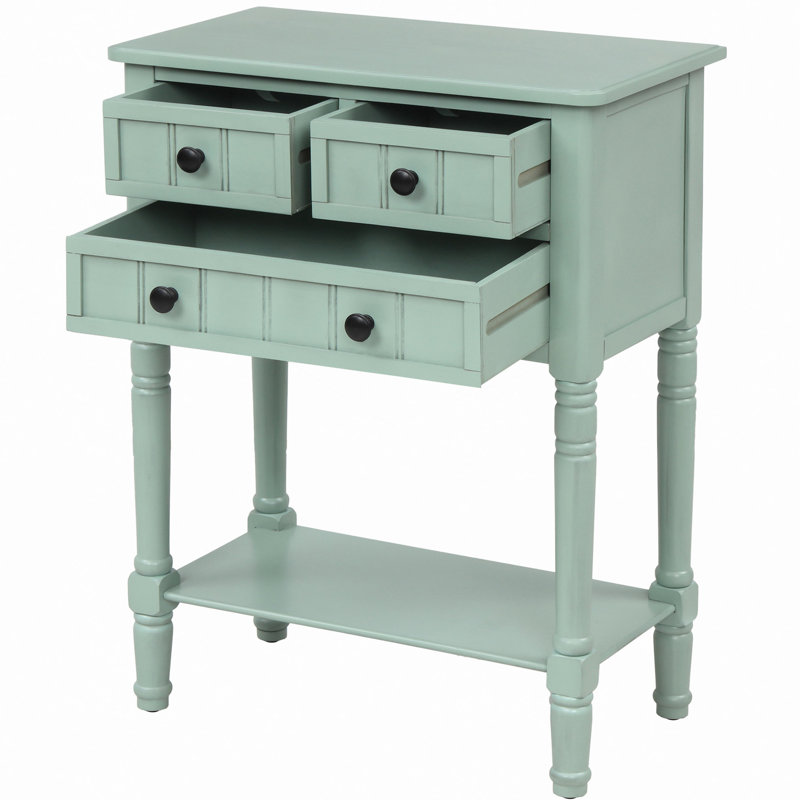 Console étroite, canapé mince avec trois tiroirs de rangement et tablette inférieure pour le salon, assemblage facile
