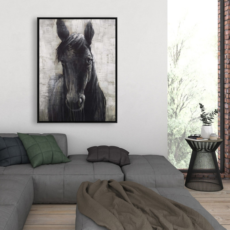 Black Horse Print On Canvas, H 48 po x l 36 po
