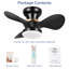 24" Flush Mount Ceiling Fan with Dimmable LED Light, 3 Reversible Blades, 6 Speeds, Remote Control, Modern Low Profile Ceiling Fan for Bedroom, Living Room, Kitchen & Low Ceilings-1655886993
