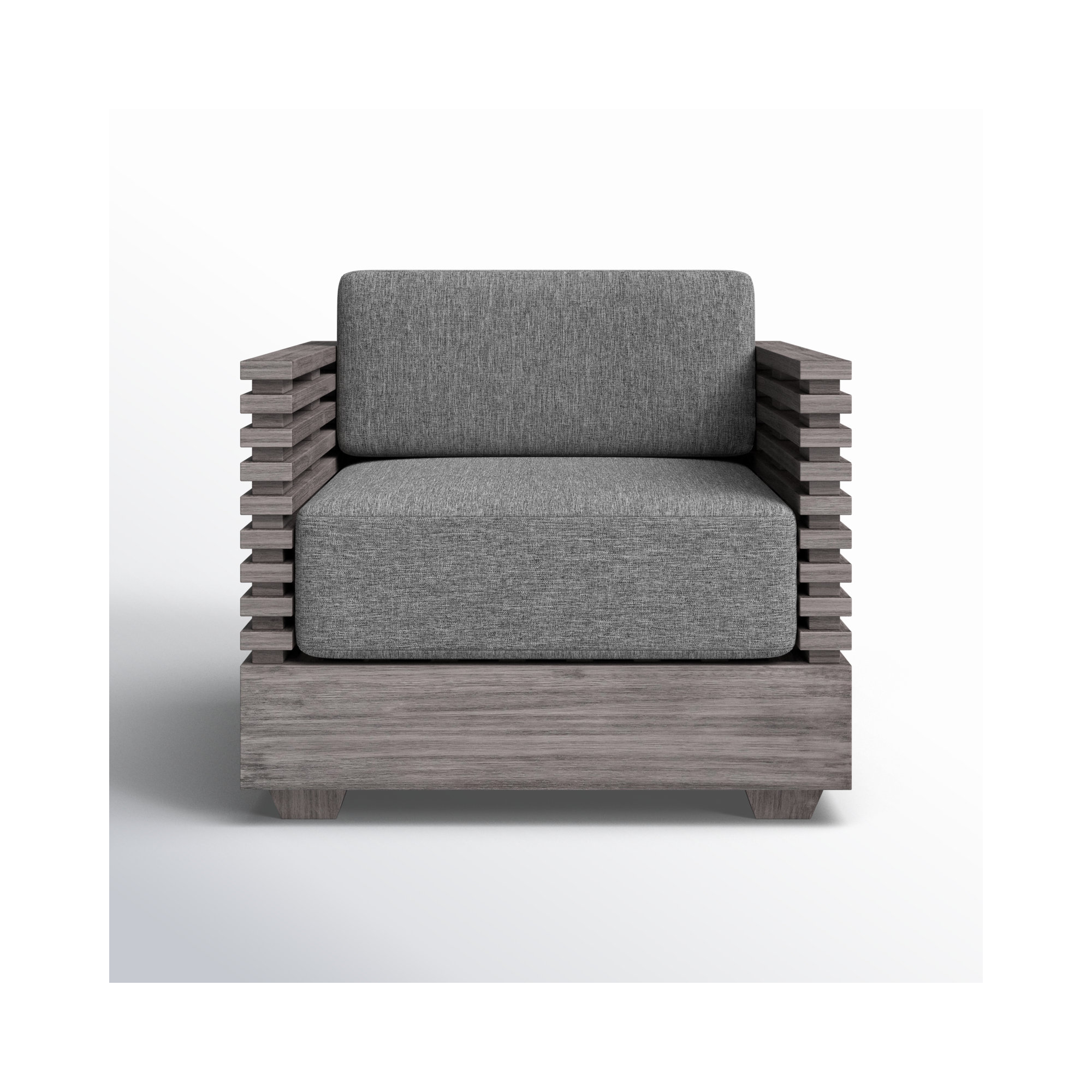 Fritz Wood Outdoor Lounge Chair, Grey Performance