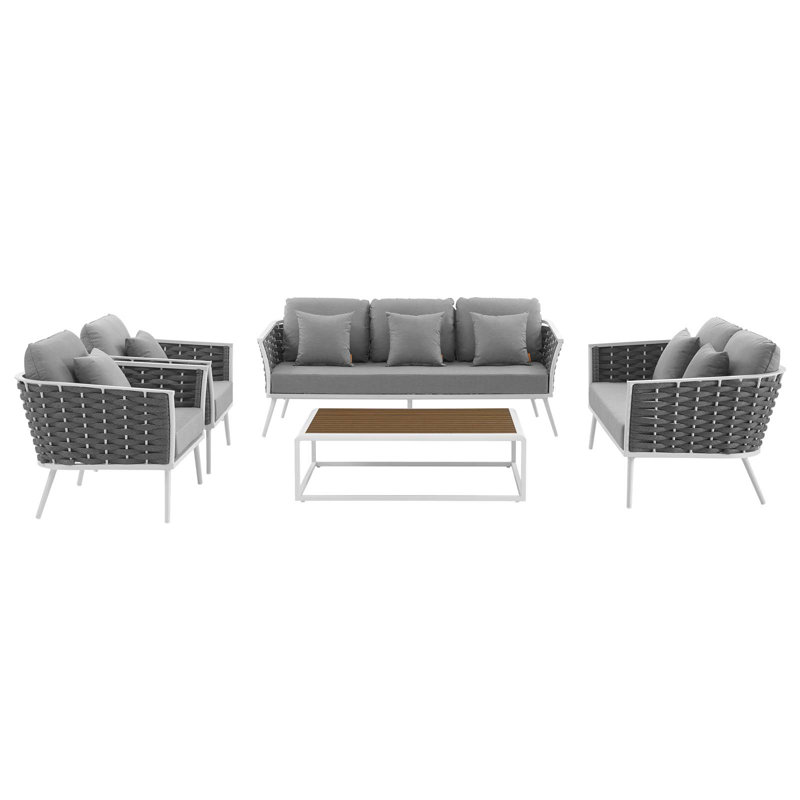 Modway Stance 5-piece Outdoor Patio Aluminum Sectional Sofa Set, Gray