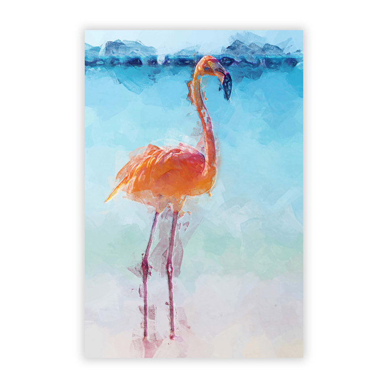 Lone Flamingo - Print, 59.4cm H x 42cm W x 0.1cm D, Paper