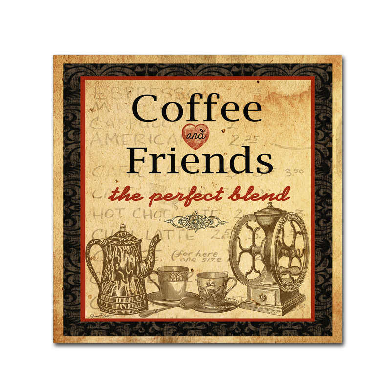 «Coffee and Friends», affiche vintage sur toile tendue, H 14 po x l 14 po