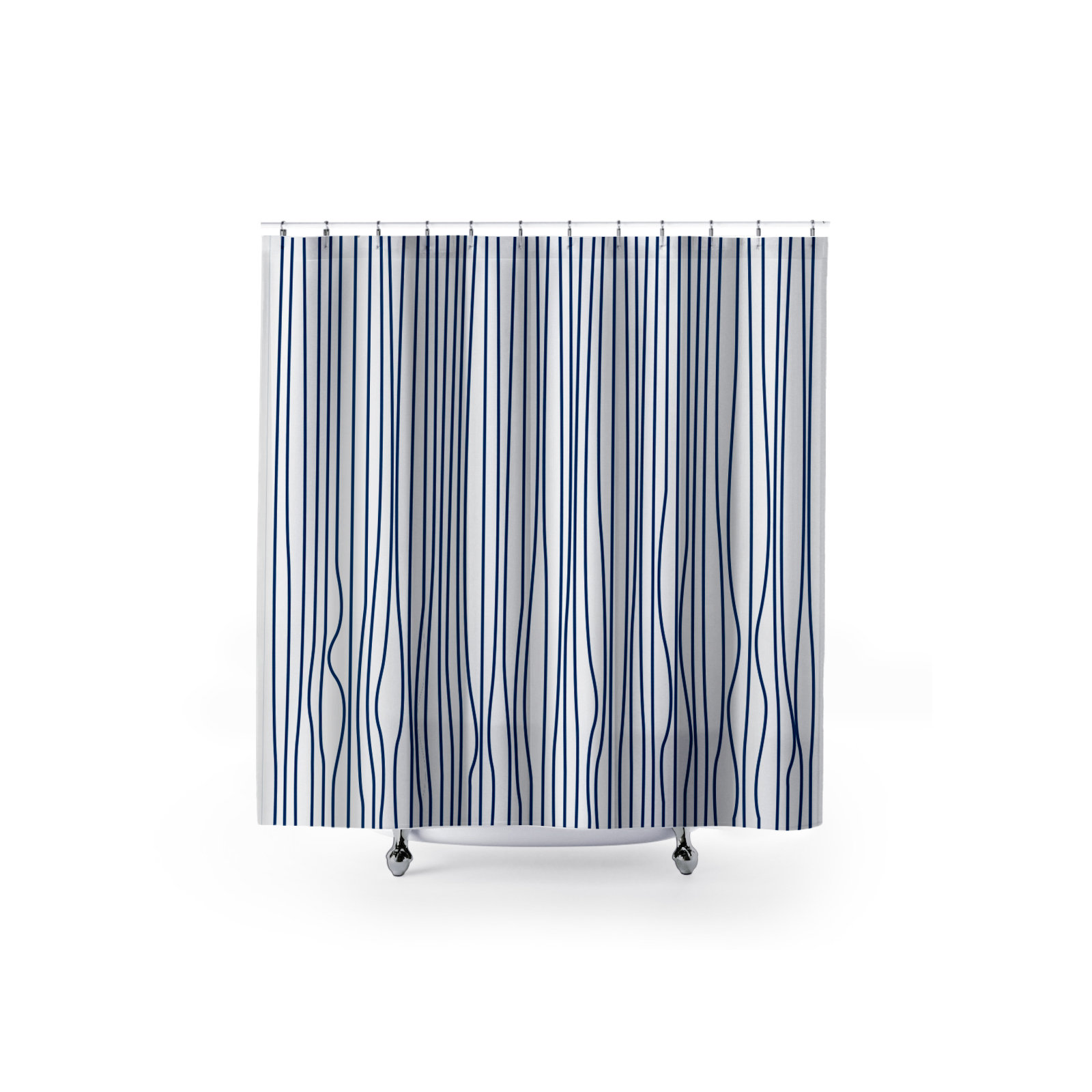 Coco Polyester Shower Curtain, Navy Blue