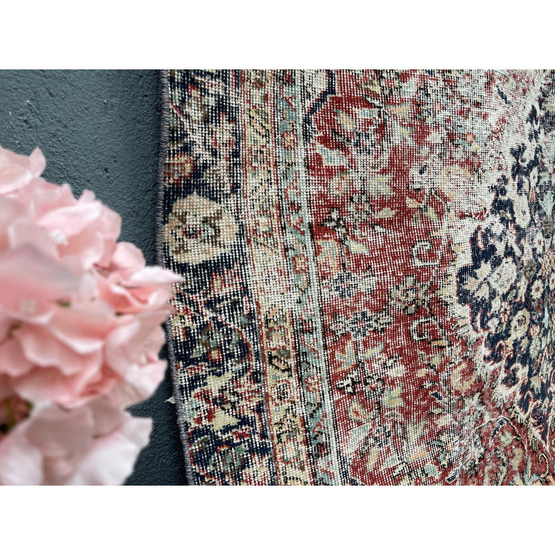 Tapis rétro en laine, tapis rouge 64,2 x 106,3 po