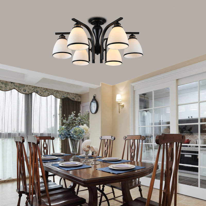 Indars 6 - Light Glass Semi Flush Mount Ceiling Light 