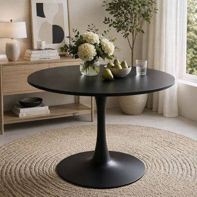 Sleek Modern Round Coffee Table with Tulip Base,Perfect for Small Spaces and Stylish Interiors