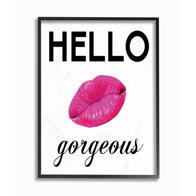 «Hello Gorgeous», art mural sur toile par House of Lulu, Giclée encadrée noir minuit, H 14 po x l 11 po x P 1,5 po