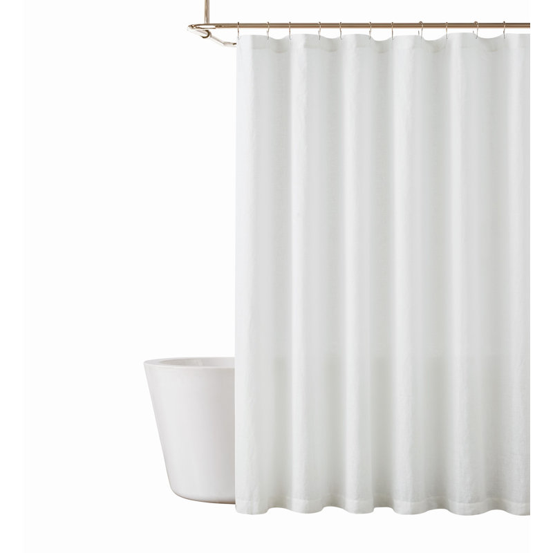  Rideau de douche en lin, Blanc