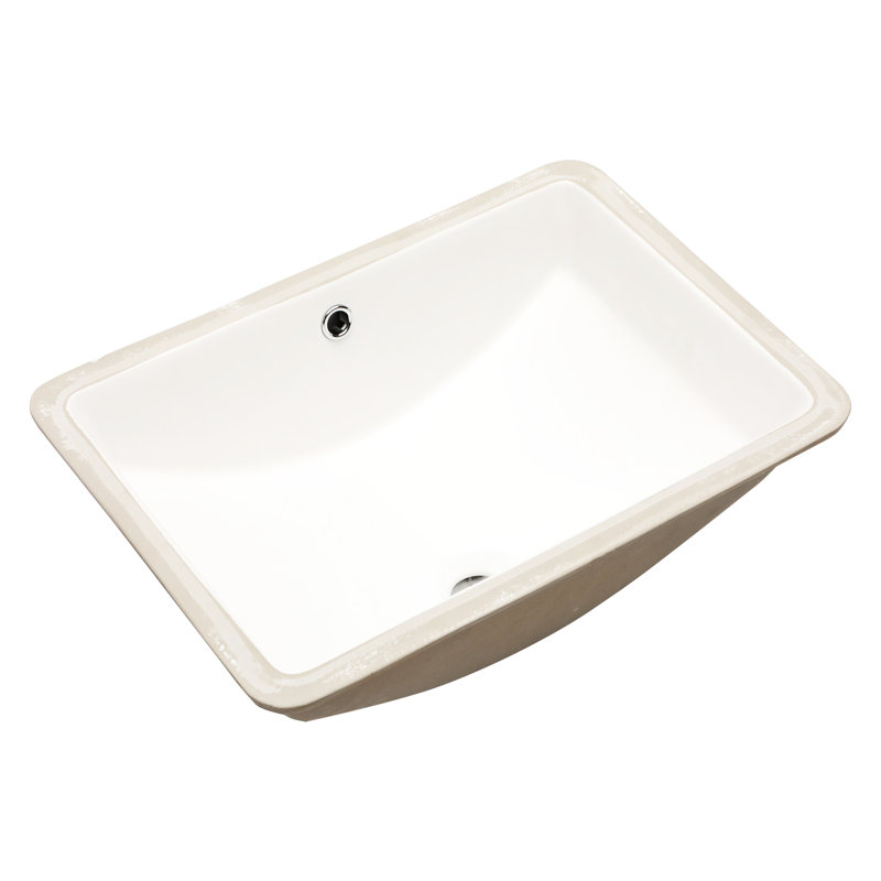 Lavabo rectangulaire moderne en céramique avec trop-plein - 18,5 po x 13,5 po sous la surface, teinture pour la salle de bain, le bureau et les espaces de restaurant