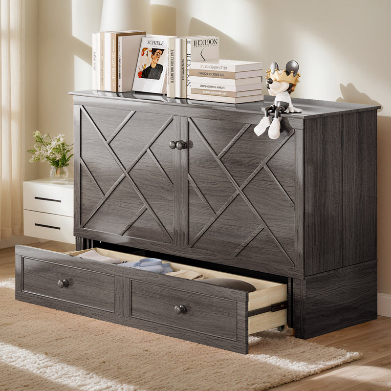  Murphy Cabinet Bed,multi-functional Cube, Usb Charging Station,solid Wood Mobile Wall Bed Chest With Storage Drawers For Bedroom Office