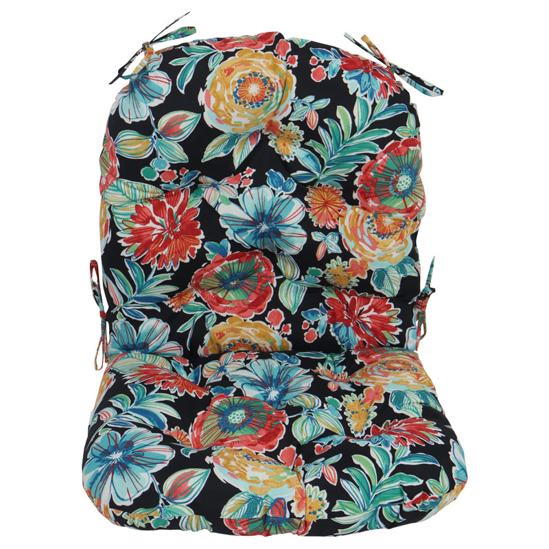 Outdoor 6'' Seat / Back Cushion, Black/Red/Orange Floral
