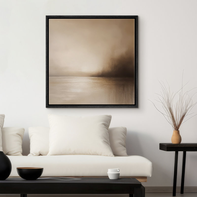 Reproduction de paysage abstrait encadrée d'art mural sur toile pour un décor rétro, Noir, H 16 po x l 16 po