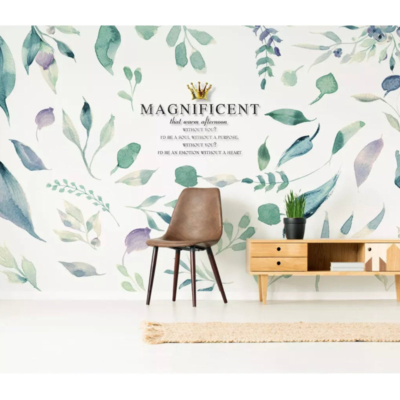 Leaves Exotic Tropical Leaf Pattern Removable Wallpaper, 35.04" L x 55" W