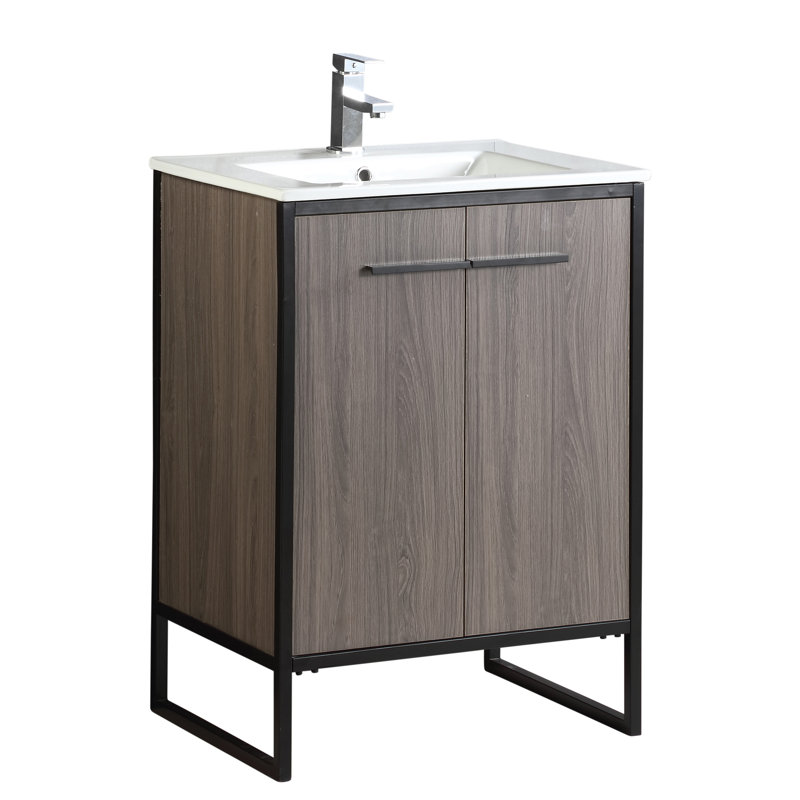 Ensemble de meuble-lavabo simple 24 po Saray, Taupe gris