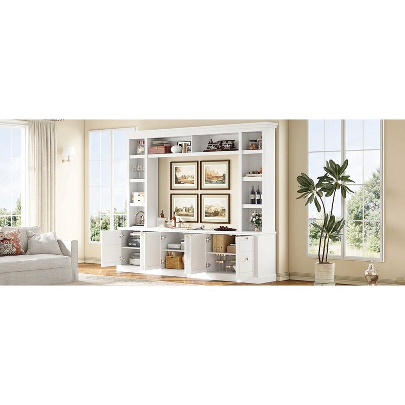 All-In-One Modern TV Stand With Bookcase For Tvs Up To 70 Inch, Entertainment Center With 3 Adjustable Shelves, White