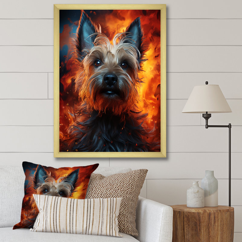 Scottish Terrier Spirit sur impression sur toile, Cadre doré simple, H 44 po x l 34 po x P 1,5 po