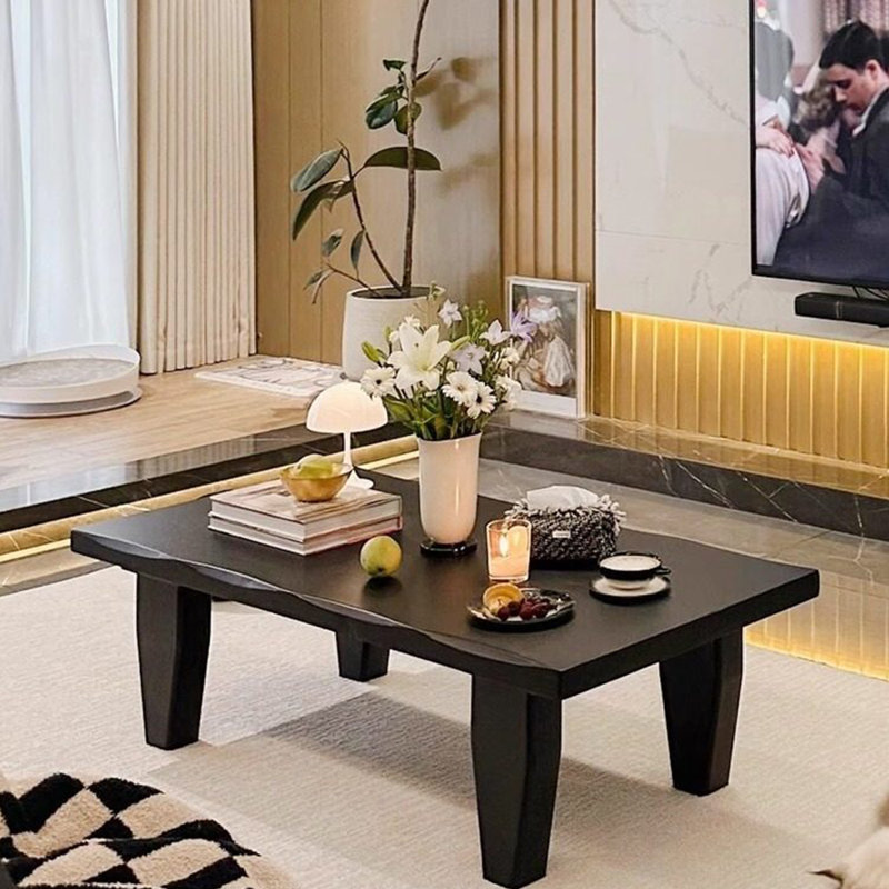 Table à thé en bois massif de style nordique, H 13,7 po x L 39,3 po x l 19,6 po
