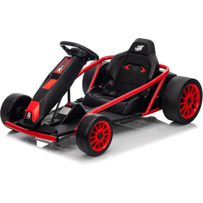 24V Kids Go Kart, 2×300W Motors, 8.1MPH Drift Racing Car w/ 9Ah Battery, Music, Horn & Seatbelt for Ages 8–12