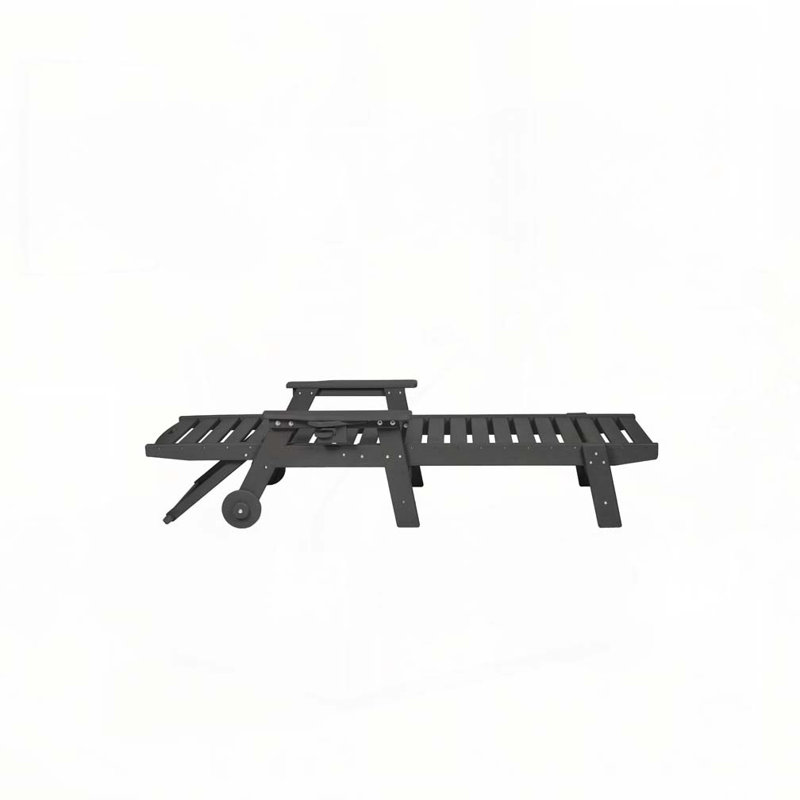 Chaise longue d'extérieur avec table d'appoint, Noir