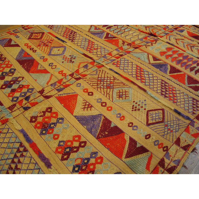Vintage Mid Century Moroccan Tribal Geometric Design Rug