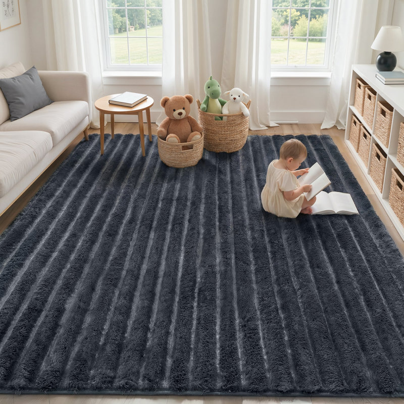 Tapis texturé texturé antidérapant Bungalow Rose, Rectangle 6 pi x 9 pi