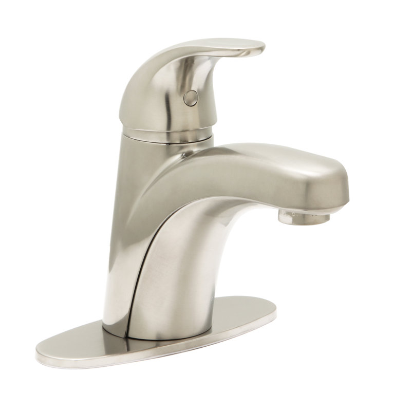 Centerset Single-handle Bathroom Faucet with Drain Assembly, Satin Nickel