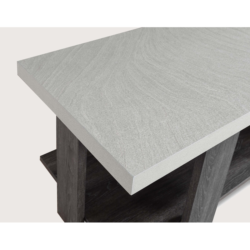 Ensemble de salon gris 3 pièces avec table basse et deux tables de bout assorties
