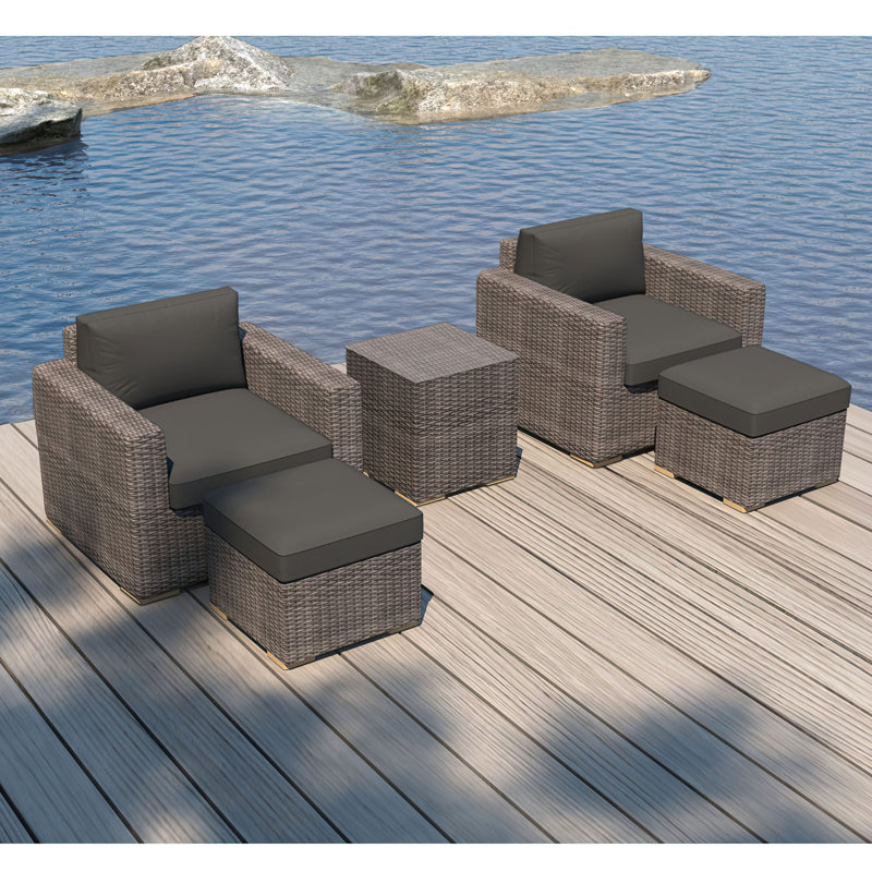 Dune Outdoor 5 - Piece Conversation Set, Canvas Charcoal Sunbrella® Canvas