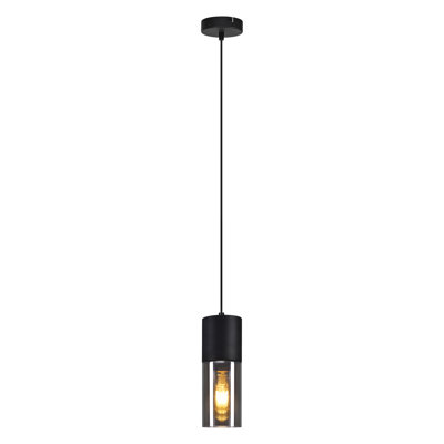 Pendelleuchte E27 Schwarz Glas Zylinder Design Chrisshawn
