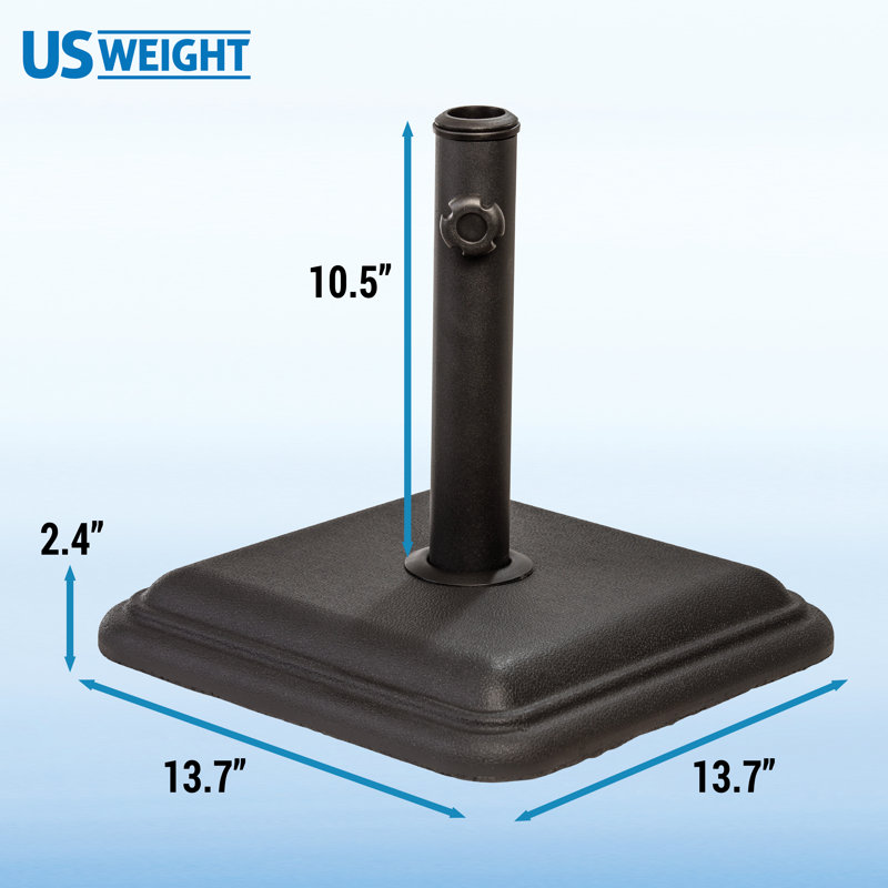 Poids américain: 26 lb Base de parasol d'extérieur carré en béton préfabriqué noir, Noir
