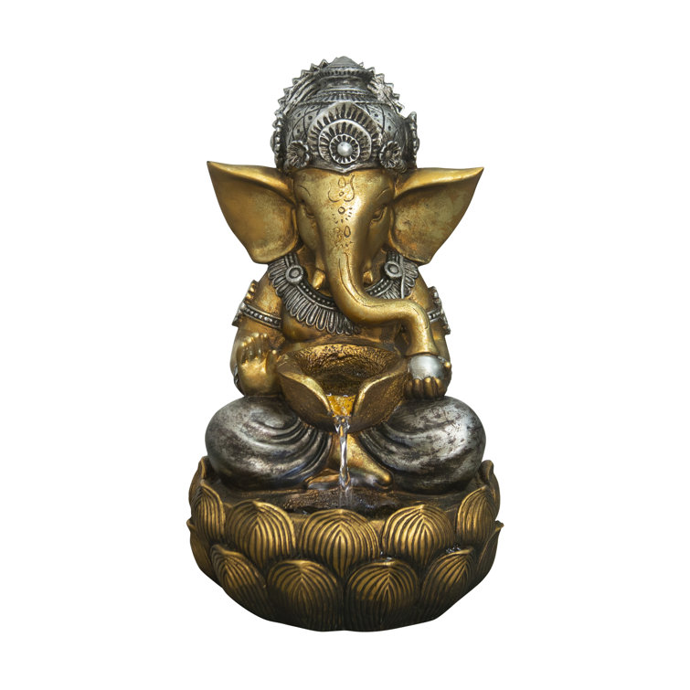 Resin Lord Ganesh Sculptural Fountain with Light