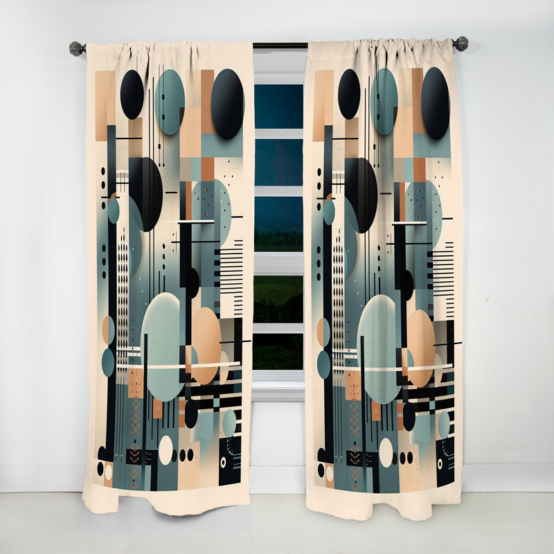Gopi - Abstract Geometric Room Darkening Curtain - 1 Panels, 52" W x 108" L