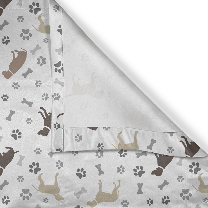 Rustic curtain, paw print and bone, umber beige gray